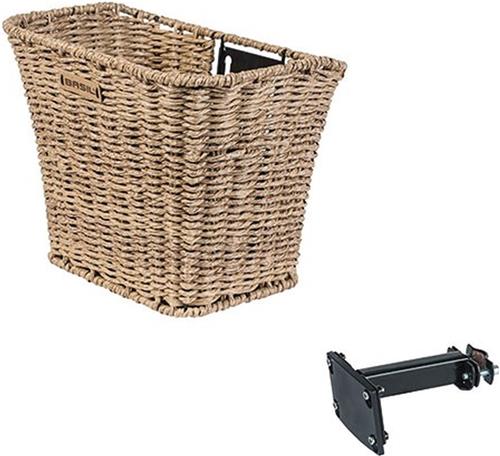Basil Bremen Rattan Look Fietsmand FM - Voorop - Inclusief Bevestigingssysteem - Lichtbruin