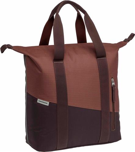 New Looxs ® Oslo Kota - Enkele Fietstas voor Dames - Shopper met Rits - Pakaftas Enkel - Afneembare Boodschappentas - 100% Gerecycled Polyester - Stevig Tas met Haken - 24 Liter - Burgundy-Rust