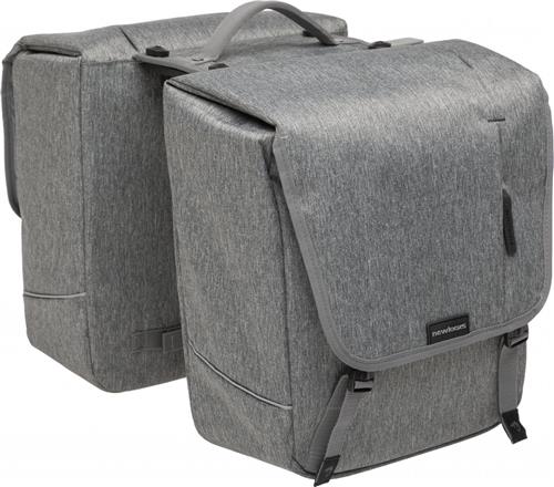 New Looxs Nova Double - Dubbele Fietstas - Geschikt voor Elektrische Fietsen - Voor MIK Bagagedrager - Afneembare Fietstas met Modern Design - 32 Liter - Grijs