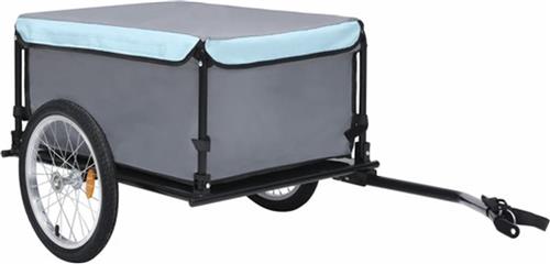 vidaXL - Fietstrailer - 65 - kg - zwart - en - blauw
