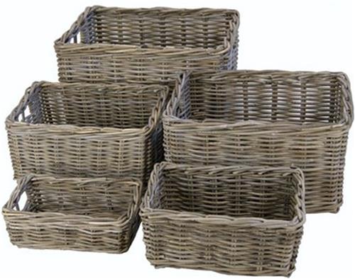 Rieten v-drager mand 44x34x25 pit grijs