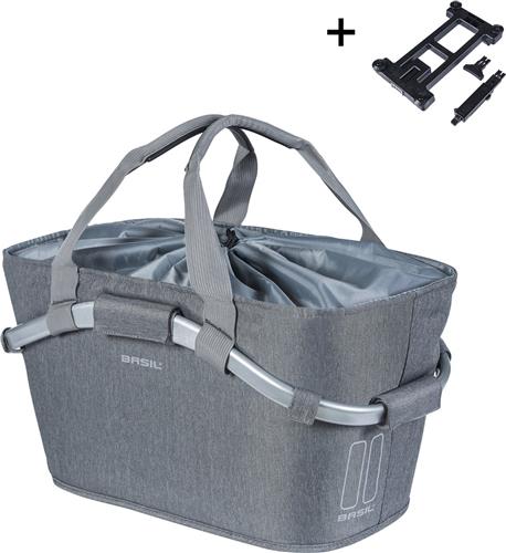 Basil 2Day Carry All Fietsmand MIK - Achter - Polyester - Grijs melee - 22 Liter - Inclusief binnenvak en aansnoerkoord