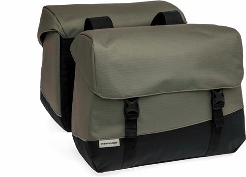 New Looxs ® Oslo Joli Double - Dubbele Fietstas - Geschikt voor elke Bagagedrager - Ook voor Electrische Fietsen - 100% Gerecycled Polyester - Stevig, Ruim en Vormvast - 37L - Black-Green
