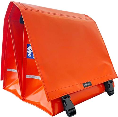 Clarijs fietstas dubbel XL PVC 46L met uitsparing oranje