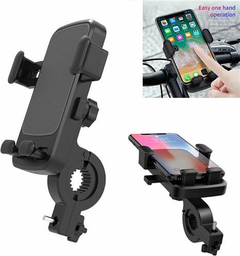 LuxeBass Telefoonhouder fiets (grijs) | Fietshouder telefoon | Klik- en klemsysteem | Universeel & 360° roteren - LB505