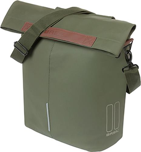 Basil City - Fietsshopper - Enkele Fietstas - 14-16 Liter - Waterafstotend - Reflectiedetails - Moss green