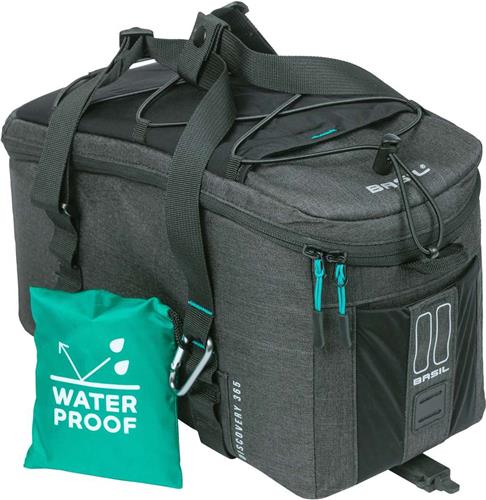 Basil Discovery 365D bagagedragertas M MIK, 9L- waterafstotend polyester - zwart - incl. regenhoes