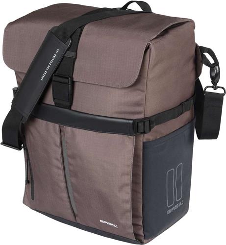 Basil Move - Fietsschoudertas - MIK Hooks - 15L - Incl. regenhoes - Gerecycled materiaal - Bruin