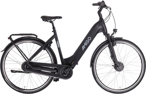 AMIGO E-Faro S3 Elektrische Fiets - E-bike 28 Inch - Damesfiets 53 cm - 7 Versnellingen - Rollerbrake - Matzwart