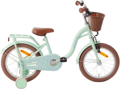 AMIGO Fairy Meisjesfiets 16 Inch - Kinderfiets voor 4 tot 6 Jaar - 100-115 cm - Mintgroen - met Zijwieltjes