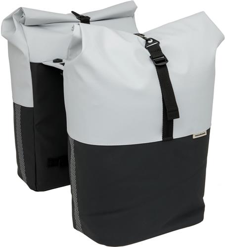 New Looxs Nyborg Double - Dubbele Fietstas - Geschikt voor Electrische Fietsen - Ingebouwde MIK Adapter - 34 Liter - Zwart & Grijs
