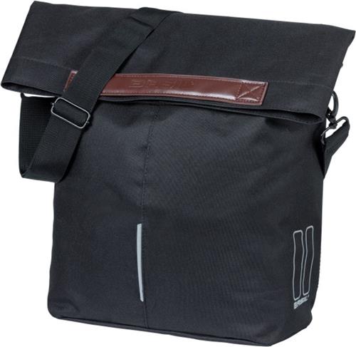 Basil City - Fietsshopper - Enkele Fietstas - 14-16 Liter - Waterafstotend - Reflectiedetails - Zwart