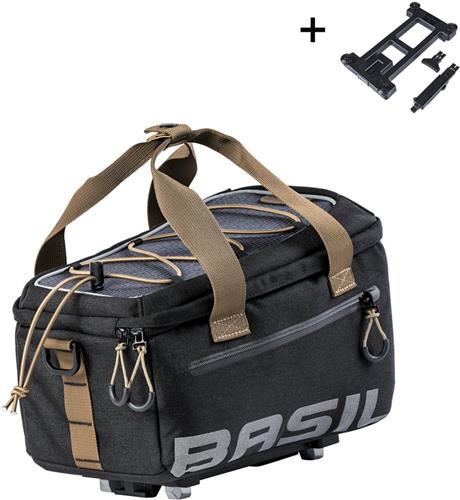 Basil Miles Trunkbag MIK - Bagagedragertas -100% Waterdicht - Stevig Polyester - Zwart/Grijs - 7 Liter