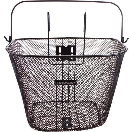 Dunlop Fietsmand Stuur 22L - Fiets Mand met Handvat en Haken - Fietsmandje 34 x 24,5 x 26 cm - Geschikt voor Elektrische Fiets, Omafiets en Stadsfiets - Metaal - Zwart