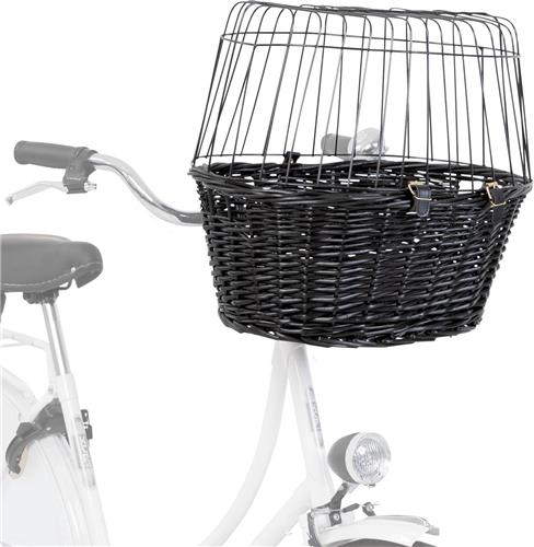 Trixie - Wilgen Fietsmand - Voorop - Met Kussen En Kap - Zwart - 50X41X35 cm