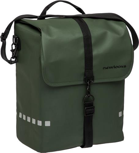 New Looxs Odense Single - Enkele Fietstas - Waterafstotend Polyester - Afneembare Fietstas Enkel - Geschikt voor Elektrische Fietsen - 17,5 liter - Groen