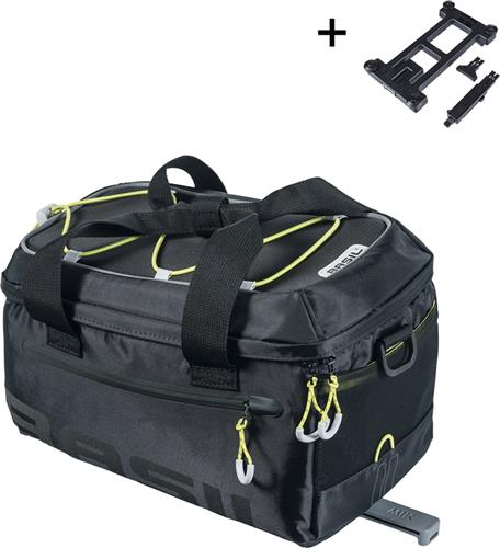Basil Miles bagagedragertas MIK, 7L, black lime - 100% waterdicht - Polyester -