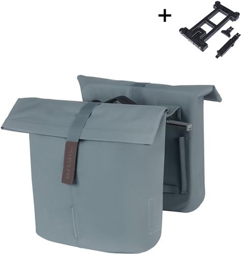 Basil City - Dubbele fietstas MIK - 28-32 Liter - Waterafstotend - Reflectiedetails - Graphite blue
