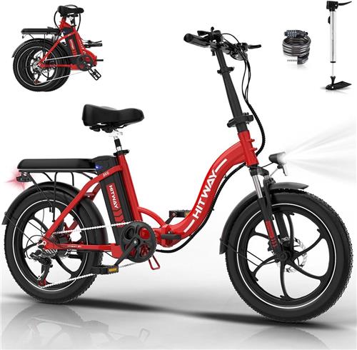 Hitway Elektrische Fiets BK6SL - Trendy 20*3.0 Inch Fat Tire City Commuter EBike met Afneembare 36V 13Ah Lithium Batterij - Opvouwbaar Mountain E-Bike met 250W Motor - 7 Versnellingen - IP54 Waterdicht
