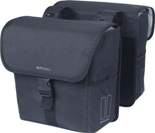 Basil GO - Dubbele fietstas - 32 Liter - Waterafstotend - Reflectiedetails - Zwart