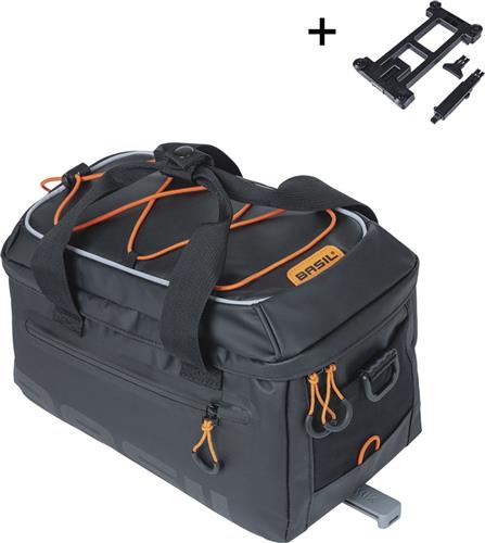 Basil Miles Tarpaulin-Waterdichte- bagagedragertas MIK, 7L, zwart oranje - met afneembare schouderband