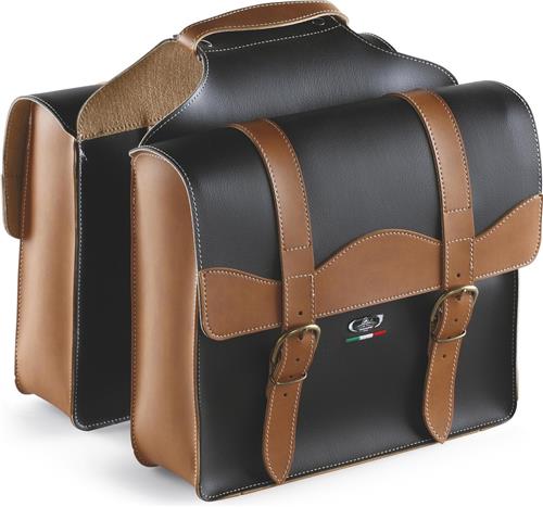 Selle Monte Grappa Bauletto Dubbele Fietstas - 29 Liter - Leer - Zwart / Donkerbruin