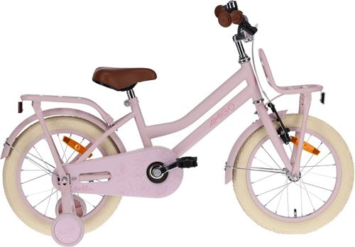 AMIGO Bella Meisjesfiets - Kinderfiets voor Meisjes- 14 Inch 24 cm - Terugtraprem - Roze