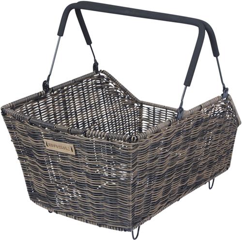 Basil Cento Rattan Look Multi System Fietsmand - Achter - Kunststof rotan - Bruin -22 Liter