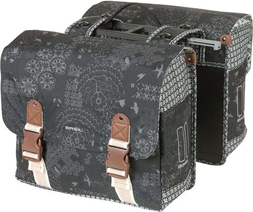 Basil Bohème dubbele fietstas MIK, 35L, charcoal -waterafstotend polyester