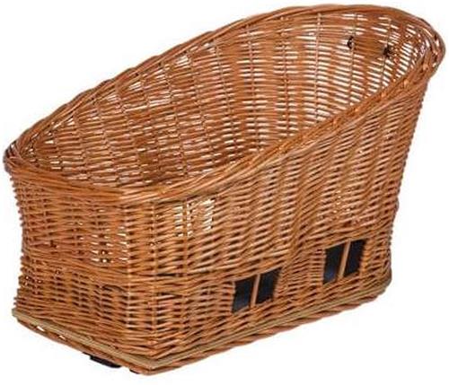 Basil Pasja Hondenfietsmand MIK M - Achter - Riet - Medium - Bruin - 45 cm. Incl. kussentje -