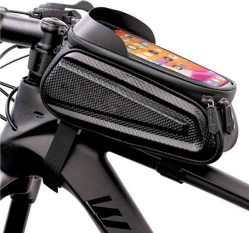 Fietsframetas Fiets Mobiele Telefoon Houder Tas Fietsstuurtas Stuurtas Eva Hard Shell Tpu Touchscreen Onder 7.0 Inches Zonneklep Met Oortelefoon Gat Mannen Vrouwen Fiets Accessoires