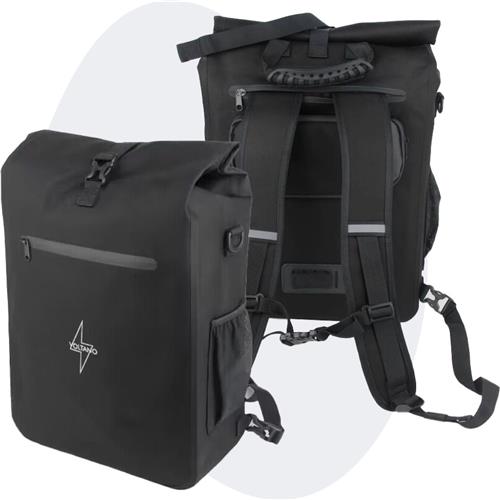 Voltano Luxe E-bike Fietstas / Rugtas - Zwart - 28L - 100% Waterdicht - Met Schouderband - Met Groot Laptop Vak