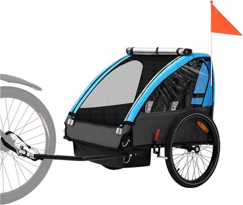 VELTRR® Fietskar Voor Kinderen - Kinderfietskar - Kinderbuggy - Zwart met Blauw
