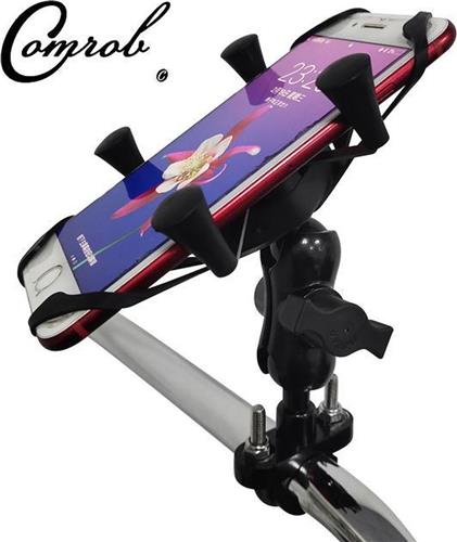Comrob Universele Telefoonhouder Smartphonehouder Grip-X bevestiging geschikt voor Motor Elektrische Fiets en scooter stuurklem bevestiging