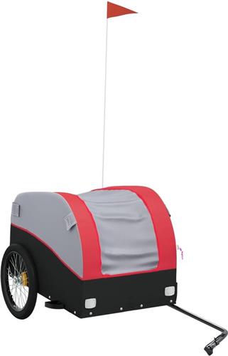 vidaXL - Fietstrailer - 45 - kg - ijzer - zwart - en - rood