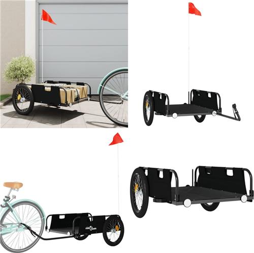 vidaXL Fietstrailer oxford stof en ijzer zwart - Fietstrailer - Fietstrailers - Fiets Trailer - Fiets Transportkar
