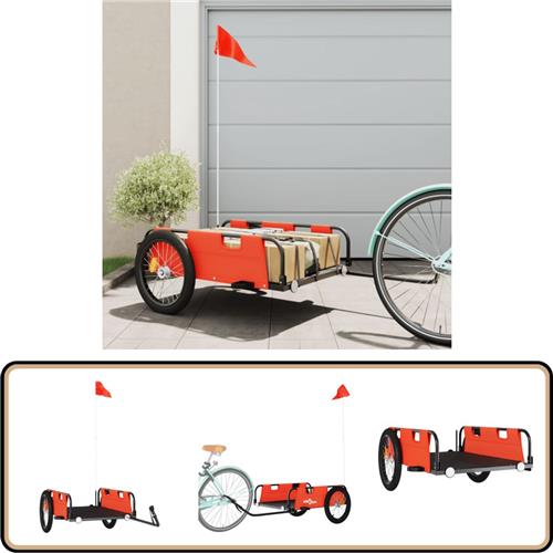 vidaXL Fietstrailer - Oranje - 45 kg - Oxford stof Fietstrailer - Fietskar - Transportfiets - Karretje - Oranjekar