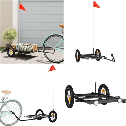 vidaXL Fietstrailer 122x53x28 cm ijzer zwart - Fietstrailer - Fietstrailers - Fiets Trailer - Fiets Transportkar