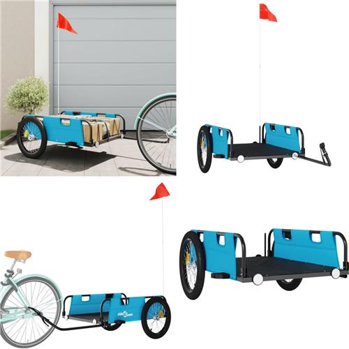 vidaXL Fietstrailer oxford stof en ijzer blauw - Fietstrailer - Fietstrailers - Fiets Trailer - Fiets Transportkar