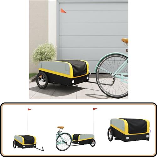 vidaXL Fietstrailer - 45 kg - Zwart en Geel - IJzer Fietstrailer - Fietskar - Transportfiets - Karretje - Zwaar Transport