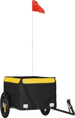 vidaXL - Fietstrailer - 30 - kg - ijzer - zwart - en - geel