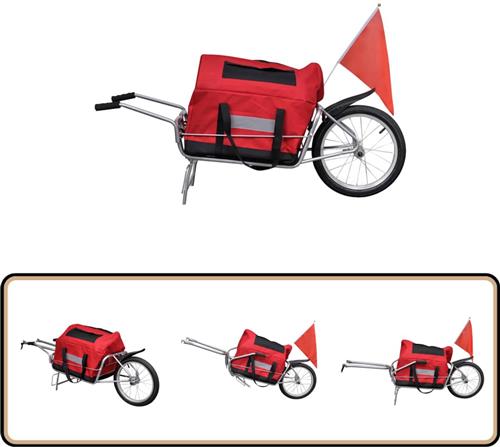 vidaXL Fietstrailer met Opbergtas - 40 kg Capaciteit Fietsen Accessoires - Fietskar - Bagagedrager - Transportfiets - Fietsbak