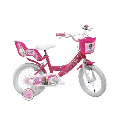 14 inch Barbie fiets met luchtbanden, poppenzitje en mandje