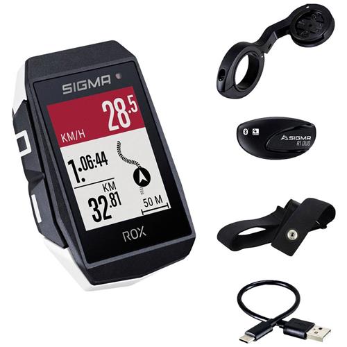 GPS Fietscomputer Sigma ROX 11.1 EVO GPS HR set met korte Butler stuurhouder - wit