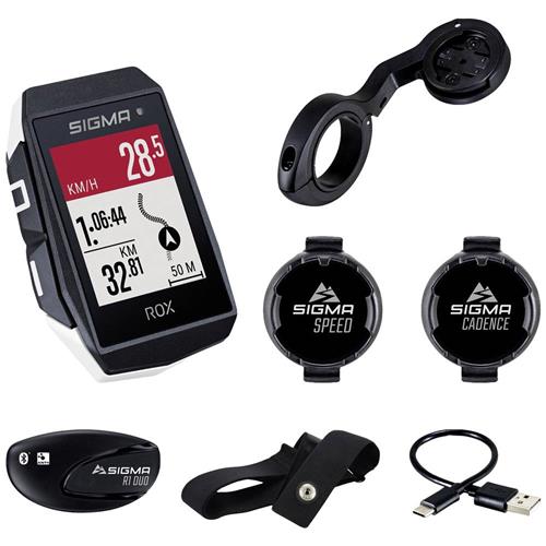Sigma Sport ROX 11.1 EVO GPS Fietscomputer - Wit - HR + Cad/Snelhd. magneetloze sensoren set