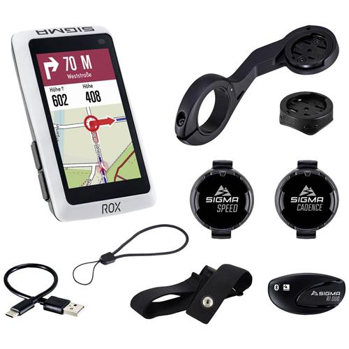 Sigma ROX 12.1 Evo GPS Fietscomputer - Night White - Set - Incl. ANT+/BLE borstriem/snelheids-/cadence sensoren - long Butler GPS out-front houder