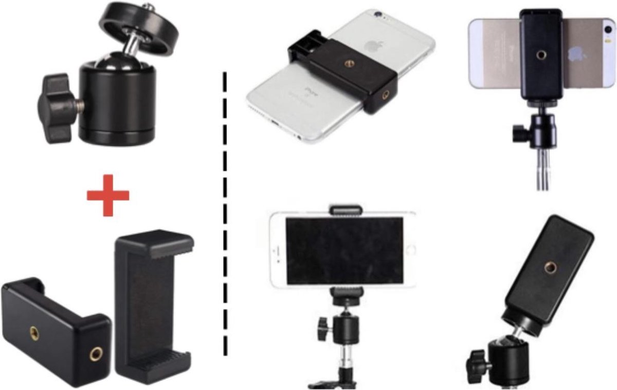 Mobiele Telefoon Houder Statief Telefoonhouder - Universele Telefoonhouder Voor Statief 360 Draaigreep Hichico 223270