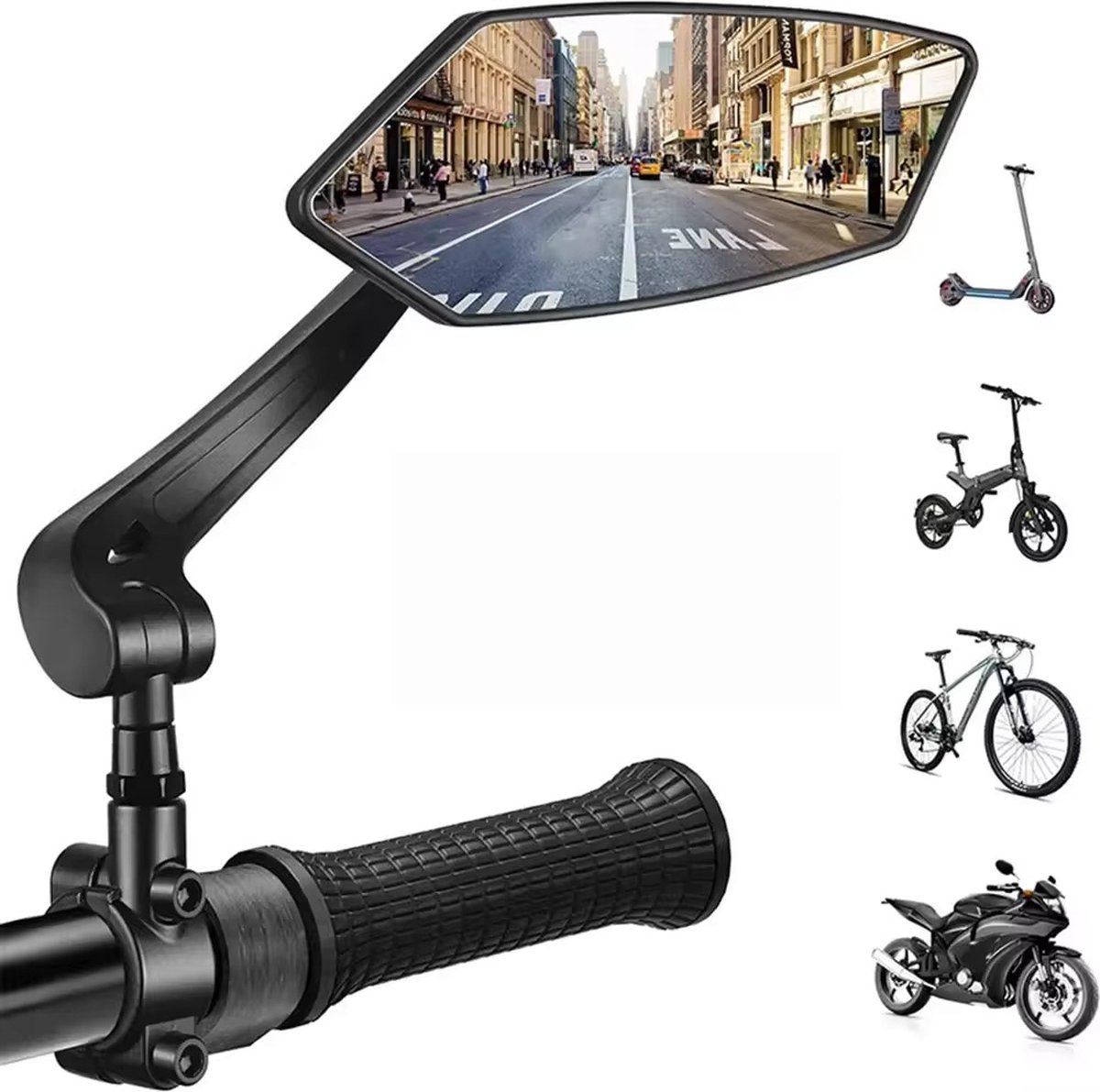BSTCAR 2 stuks achteruitkijkspiegel, fietsstuuruiteinden, HD, slagvast